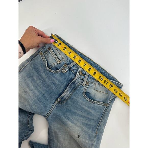 R13 Jenny Mid Rise Skinny Jean Shiloh Distress Uneven Raw Hem - Picture 6 of 8